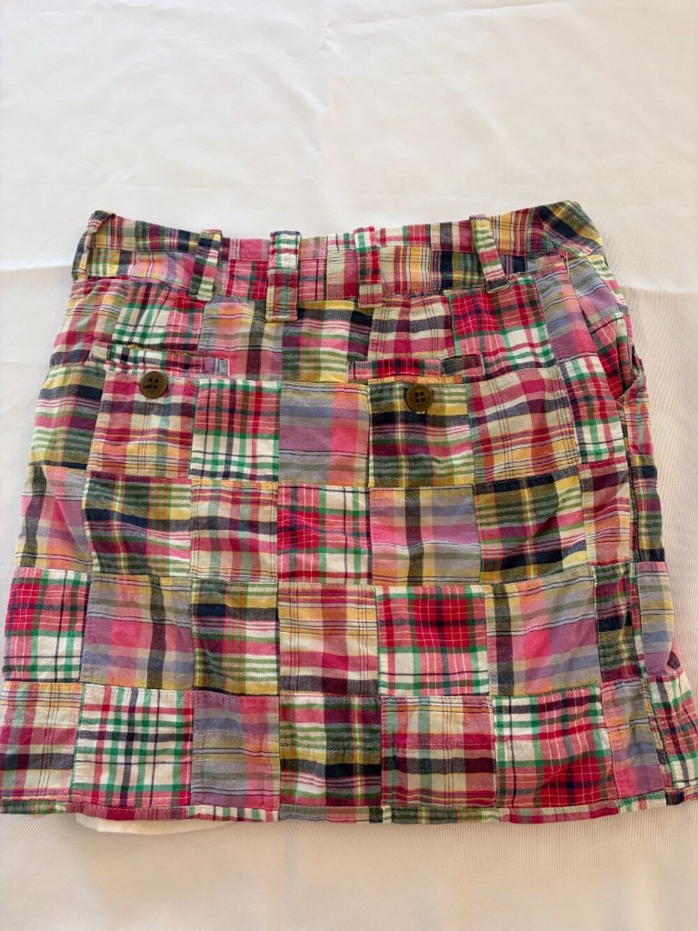 Tommy Hilfiger Madras Plaid Patchwork Mini Skirt Size 2 - Picture 2 of 9